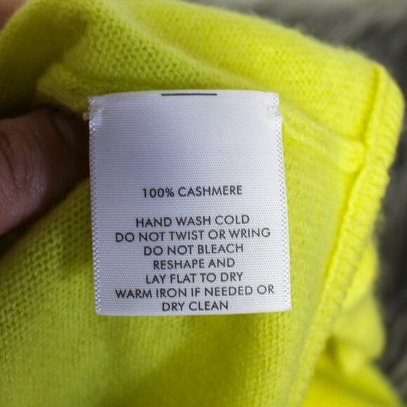 White + Warren Yellow 100% Cashmere Front Tie Sweater Small Crewneck - Picture 8 of 8